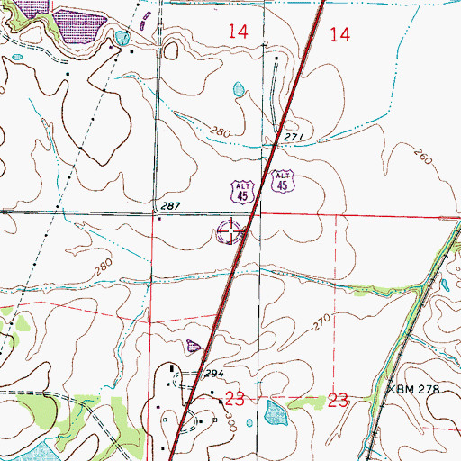 Topographic Map of Memory Gardens, MS