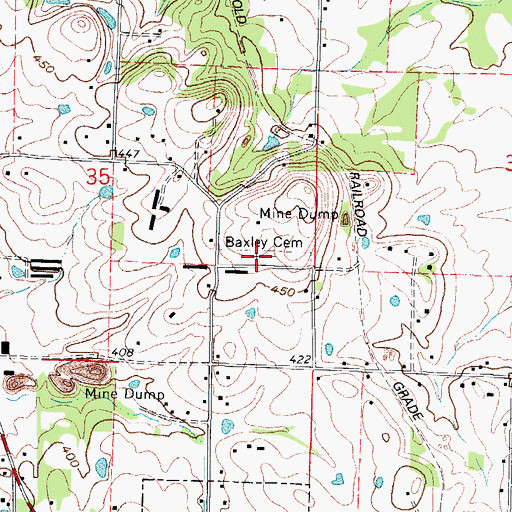 Topographic Map of Baxley Cemetery, AR