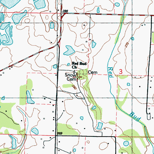 Topographic Map of Snow Cemetery, MS