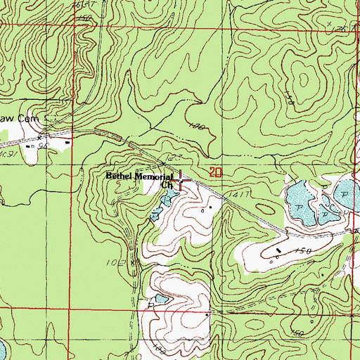 Topographic Map of Bethel Memorial Church, MS