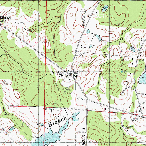 Topographic Map of Central School (historical), MS