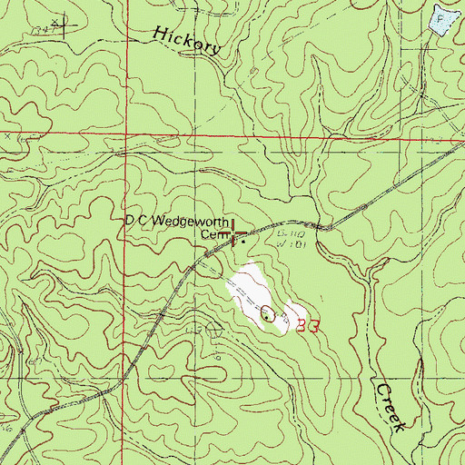 Topographic Map of D C Wedgeworth Cemetery, MS