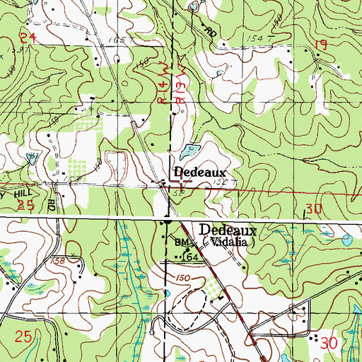 Topographic Map of Dedeaux School (historical), MS