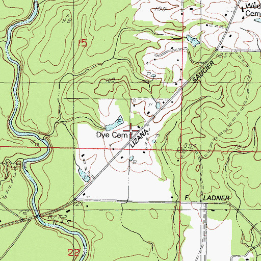 Topographic Map of Dye Cemetery, MS