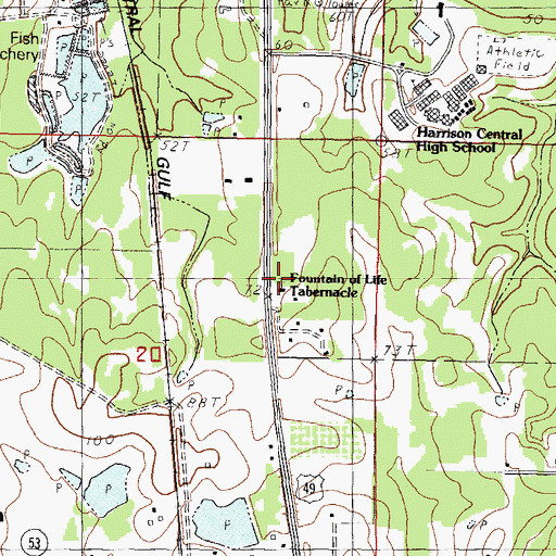 Topographic Map of Fountain of Life Tabernacle Church, MS