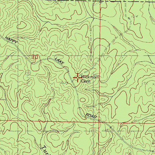 Topographic Map of Hickman Cemetery, MS