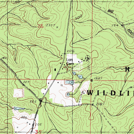 Topographic Map of Lott Cemetery, MS