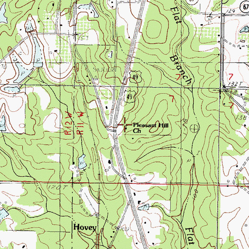 Topographic Map of Pleasant Hill Church, MS