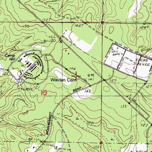Topographic Map of Walden Cemetery, MS