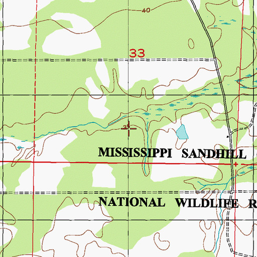 Topographic Map of Mississippi Sandhill Crane National Wildlife Refuge, MS
