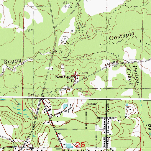 Topographic Map of New Fayard Church, MS
