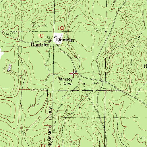 Topographic Map of Ramsey Cemetery, MS