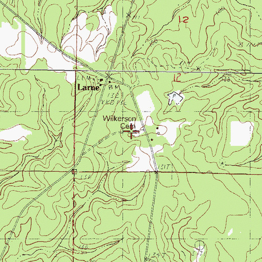Topographic Map of Wilkerson Cemetery, MS