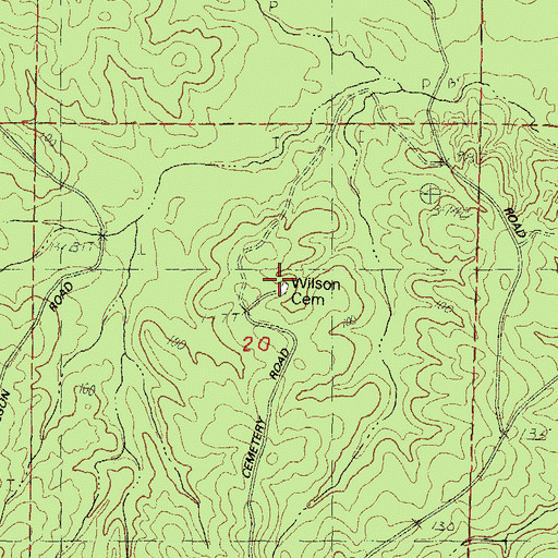 Topographic Map of Wilson Cemetery, MS