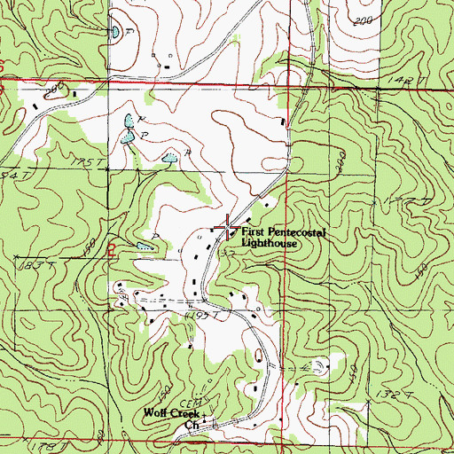 Topographic Map of First Pentecostal Lighthouse Church, MS