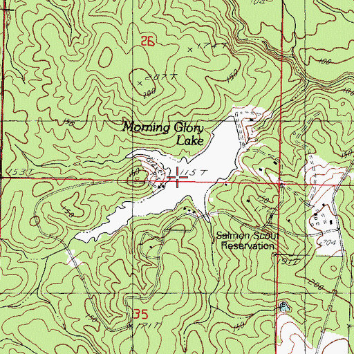 Topographic Map of Morning Glory Lake, MS