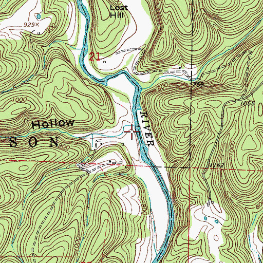 Topographic Map of Bear Cave Hollow, AR
