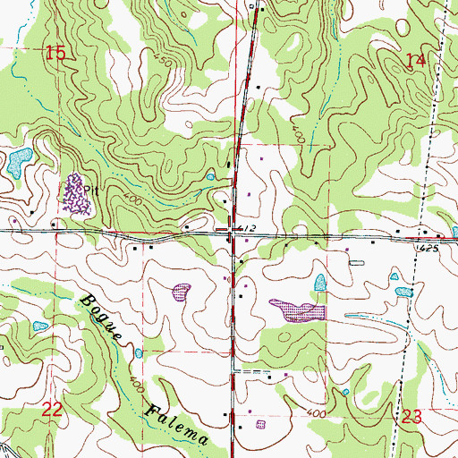 Topographic Map of Calhoun, MS
