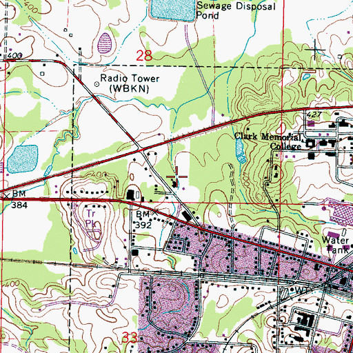 Topographic Map of Calvary Baptist Church, MS