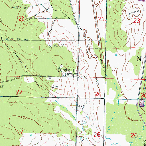Topographic Map of Eureka Cemetery, MS