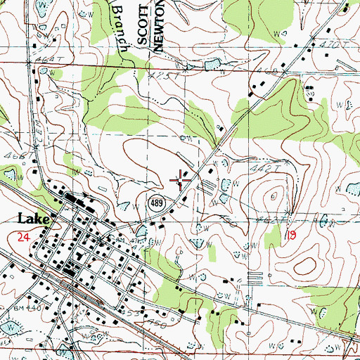 Topographic Map of Lake Holiness Church, MS