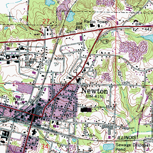 Topographic Map of Newton United Methodist Church, MS