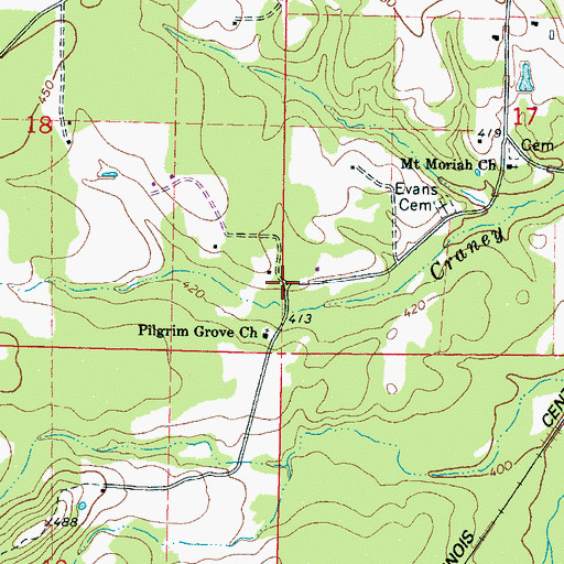 Topographic Map of Pilgrim Grove, MS
