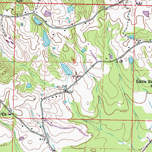 Topographic Map of Pine Grove School (historical), MS