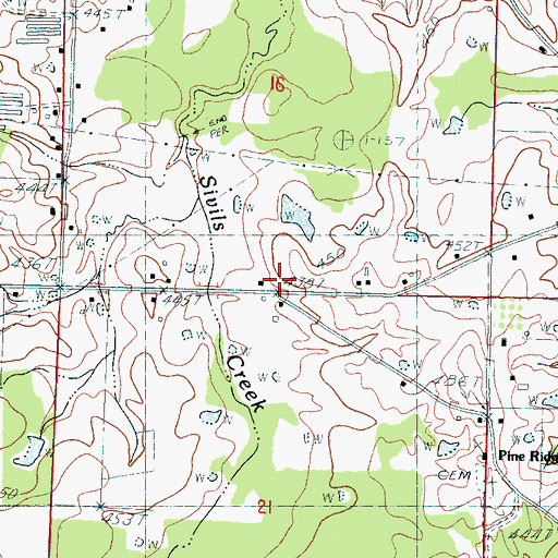 Topographic Map of Rush School (historical), MS