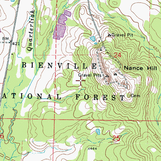 Topographic Map of Six Towns (historical), MS