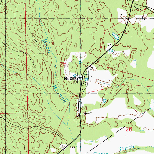 Topographic Map of Mount Zinia Church, MS