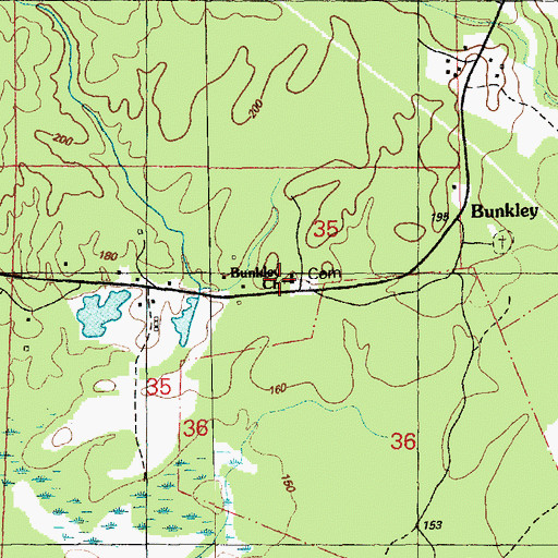 Topographic Map of Bunkley Church, MS