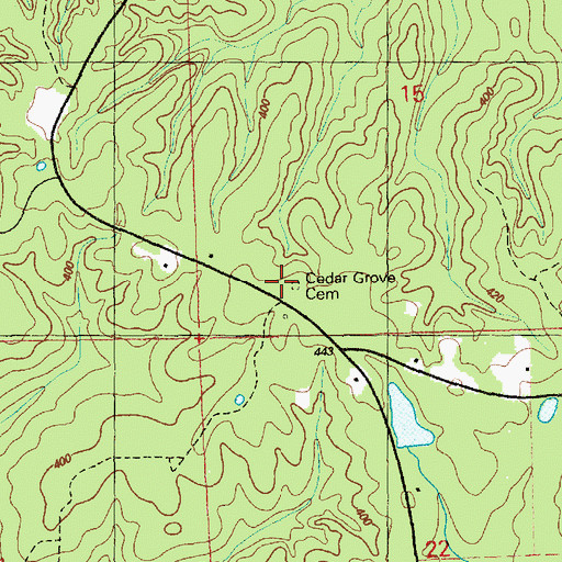 Topographic Map of Cedar Grove Cemetery, MS