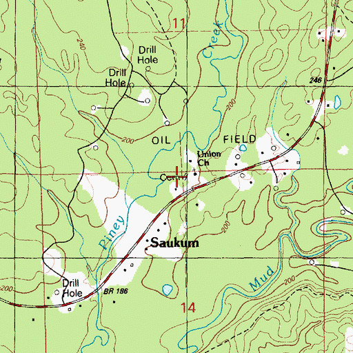 Topographic Map of Union Cemetery, MS
