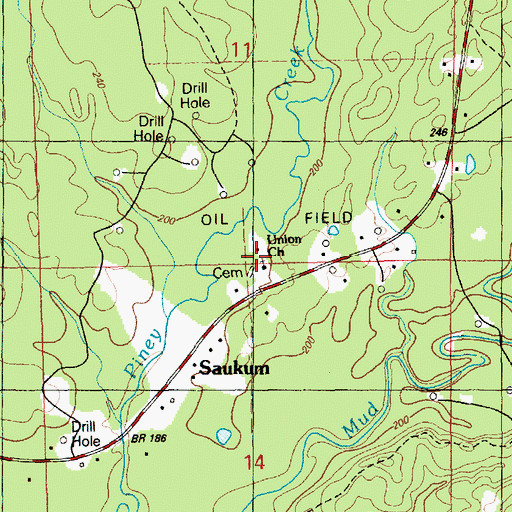 Topographic Map of Hux Church, MS