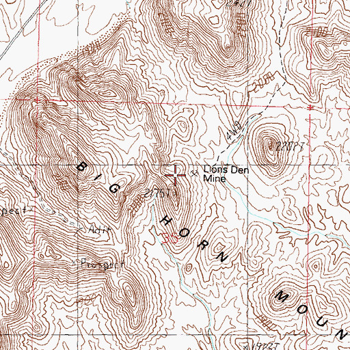 Topographic Map of Lions Den Mine, AZ