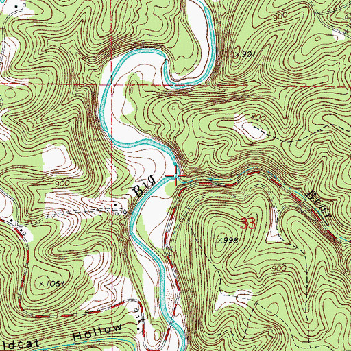 Topographic Map of Bear Creek, AR