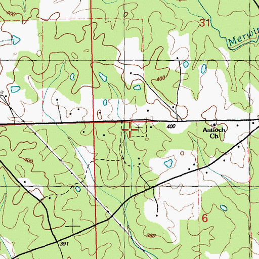 Topographic Map of Antioch Cemetery, MS