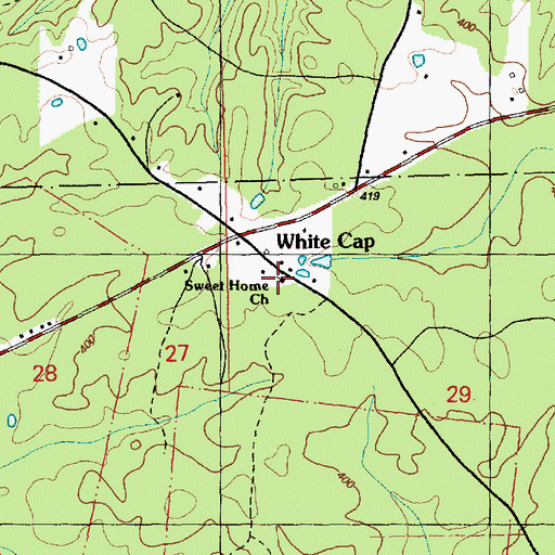 Topographic Map of Sweet Home Cemetery, MS