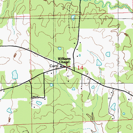 Topographic Map of Williams Chapel, MS