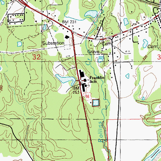 Topographic Map of Franklin School, MS