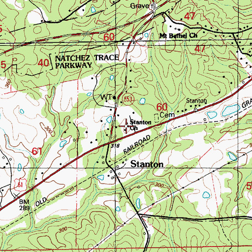 Topographic Map of Stanton Church, MS