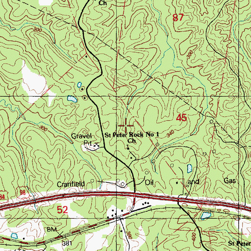 Topographic Map of Saint Peter Rock Number 1 Church, MS