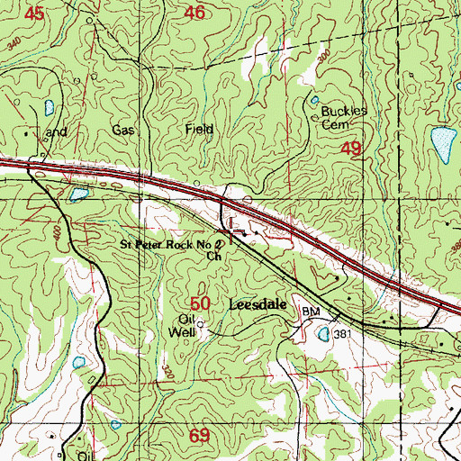 Topographic Map of Saint Peter Rock Number 2 Church, MS