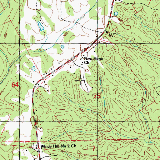 Topographic Map of New Hope Church, MS