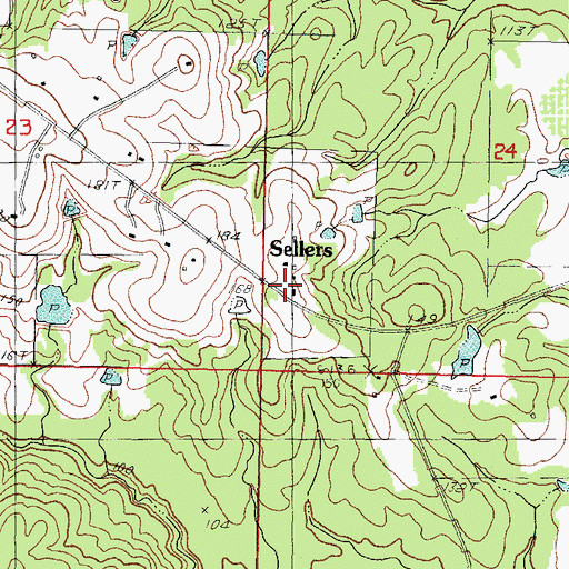 Topographic Map of Sellers School (historical), MS