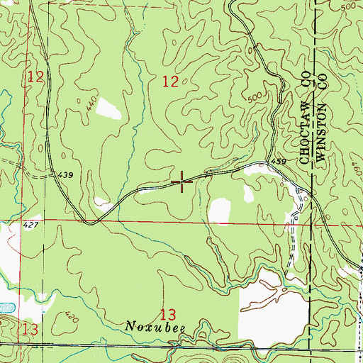 Topographic Map of Choctaw State Wildlife Management Area, MS