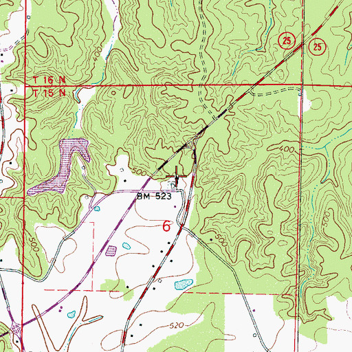 Topographic Map of Evergreen Baptist Church, MS