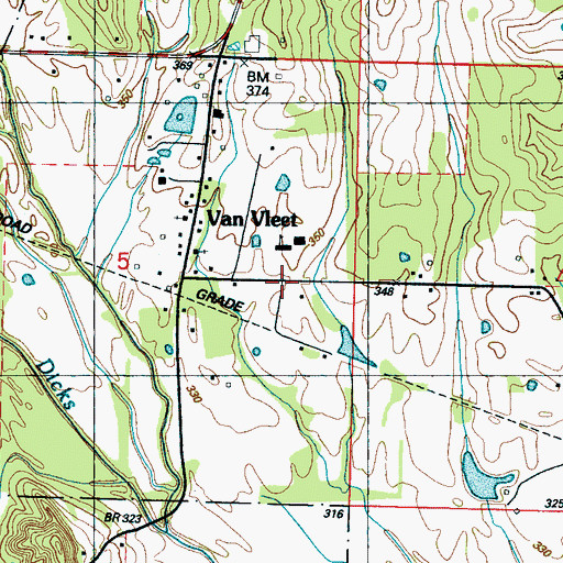 Topographic Map of Rhodes Church (historical), MS