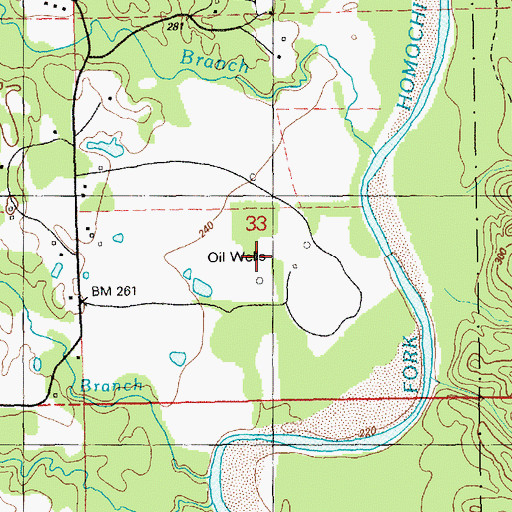 Topographic Map of Corban Branch Oil Field, MS